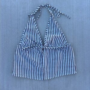 Brown summer backless tie top